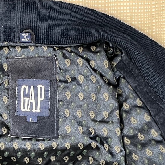 NWT GAP 100% Suede Leather Bomber Jacket Navy Blue Cropped Suede Outerwear - Picture 13 of 15